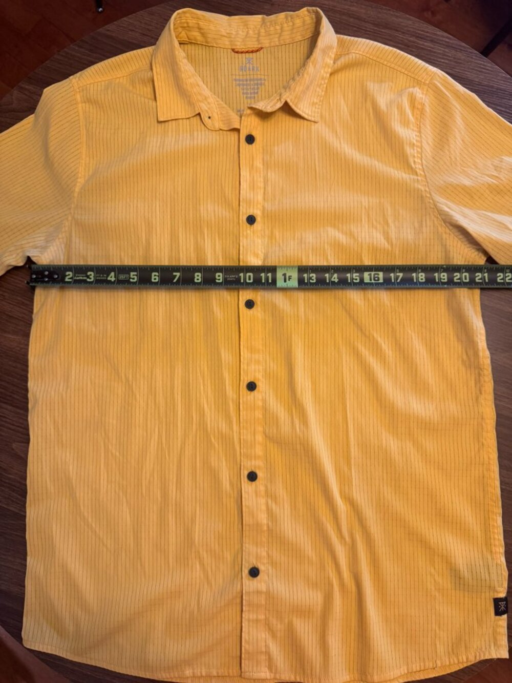 Roark Men’s Short Sleeve Button Down Shirt Gold Mustard Yellow Textured - Large - Picture 2 of 12